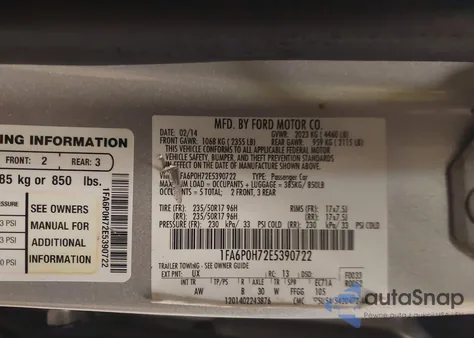 2014 Ford Fusion Se z USA, uszkodzony, nr VIN 1FA6P0H72E5390722